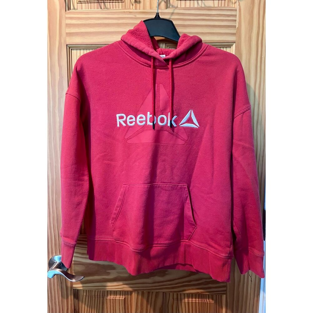 Reebok Women’s Red Delta Logo Fleece Pullover Hoodie - Size Small